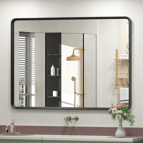 44x36 Inch Black Matte Framed Mirror by GOLOMO