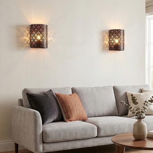 JHY DESIGN Set of 2 Battery Powered Lamp 8''H Vintage Wall Mount Lamp Metal - Image 5