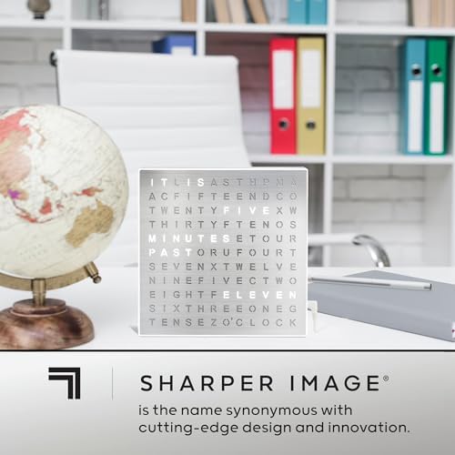 Sharper Image LED Word Digital Clock, Light-Up Desk & Wall Clock, Modern Time - Image 6