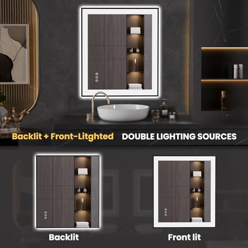 LOAAO 28"X32" LED Bathroom Mirror Black Framed - Image 5