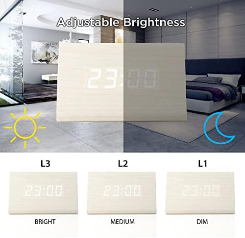 GEARONIC Digital Alarm Clock Wooden Alarm Clock Wood Modern Triangle Alarm - Image 5