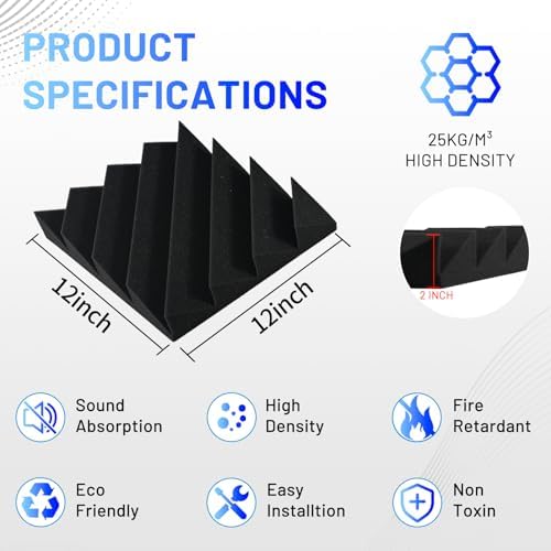Focusound 16 Pack Sound Proof Foam Panels - Image 6