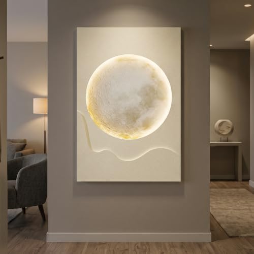 Cuspin Large White 3D LED Moon Wall Art, 24x36 In - Image 4