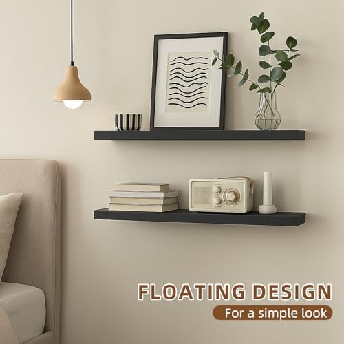 Floating Shelves for Wall, 23.6 x 6.3 Inch Rustic Display Storage Shelves - Image 7
