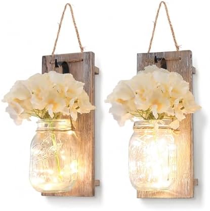 Rustic Mason Jar Sconces Wall Decor, Rustic Brown by LiveinspiredLiveBesuerte