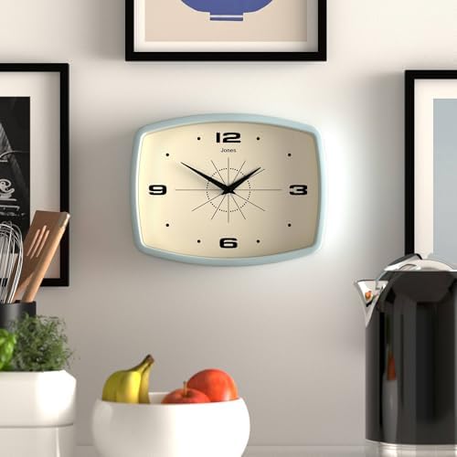 JONES CLOCKS® Movie wall Clock | Rectangular Retro Clock | 10" | Pale Blue | - Image 3
