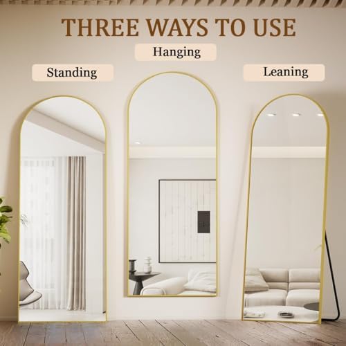 Koonmi 65x24 Arched Full Length Mirror, Floor Mirror - Image 4