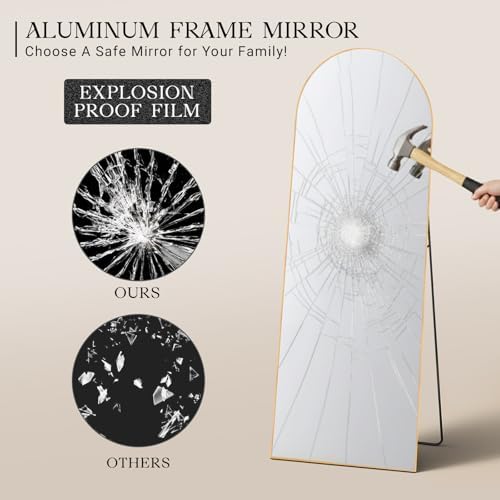 MISSDAY Arched Full Length Mirror, Floor Mirror Long Free Standing, Leaning or - Image 4
