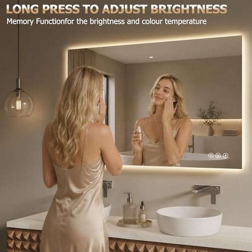 Backlit Bathroom Mirror with Lights 36"x30", Frameless LED Bathroom Mirror - Image 3