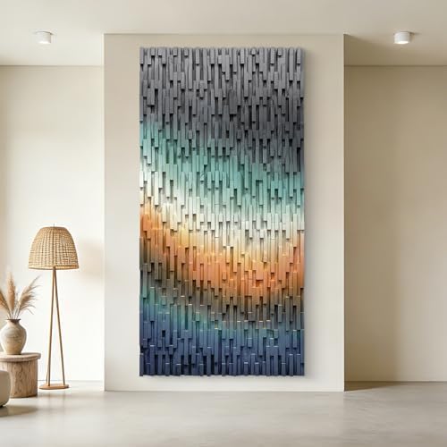 LIUZEYUE Vertical Textured Wood Wall Art, Linear Slat Relief, Wood Relief by Unknown