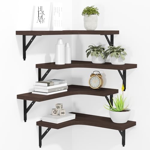 ROMGUAR CRAFT Corner Floating Shelves Wall Mounted Set of 4 by ROMGUAR+CRAFT