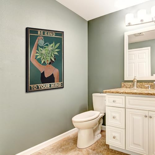 Vintage Mental Health Be Kind To Your Mind Posters Green Background Abstract - Image 3