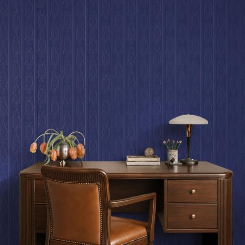 JiffDiff Navy Blue 3D Embossed Textured Peel Stick Wallpaper 17.3"x120" - Image 4