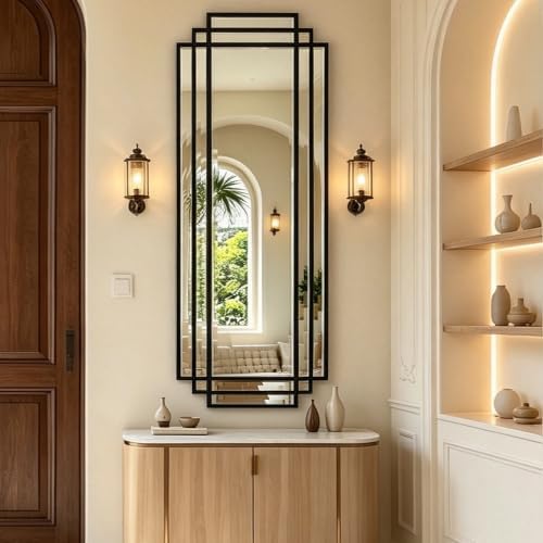 42"x16" Geometric Decorative Beveled Mirror by ReflectPerfectionEveryDay