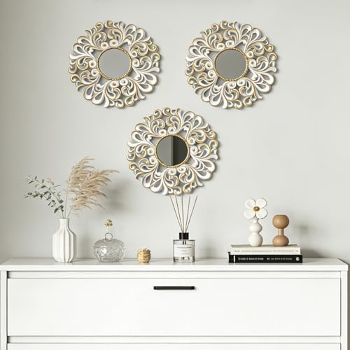 DXYAKY 3 Pack Floral Ornate Decorative Wall Mirror - Image 2