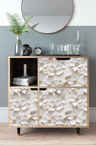 Peel and Stick Wallpaper Cream White Floral Accent - Image 5
