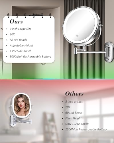 20X 9" Wall Mounted Magnifying Makeup Mirror - Image 6