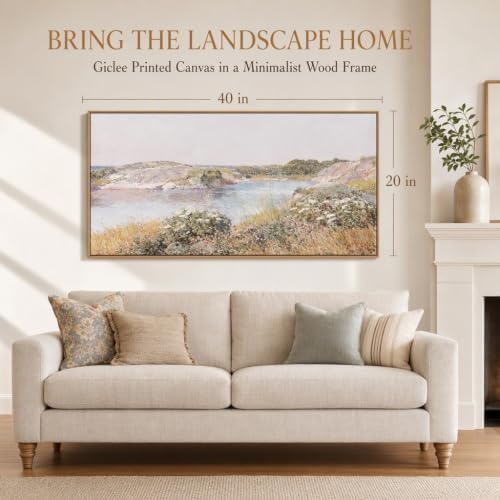 DJSYLIFE Vintage Meadow and Pond Framed Wall Art, Farmhouse Landscape - Image 2