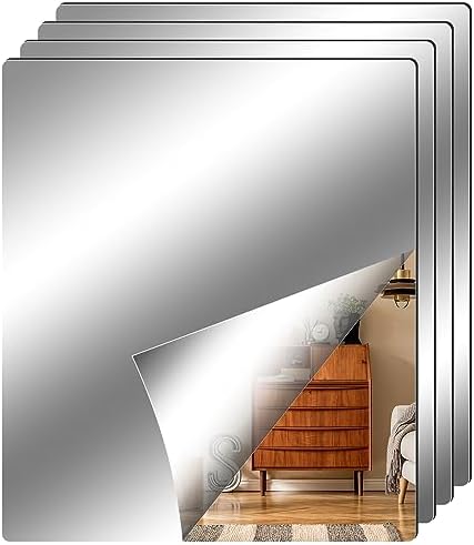 Fantasyon 4 Pieces Flexible Mirror Sheets, 2mm Thickness Decorative Self by Fantasyon