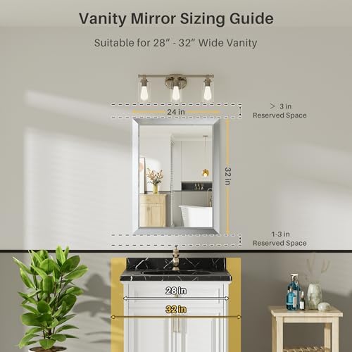 Briivue Bathroom Wall Mirror, 24x32 Inch - Image 2