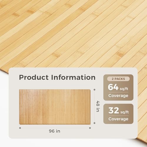 OUZUGIE 2 Pack 96x48 Inch Natural Bamboo Wall Panel - Image 2