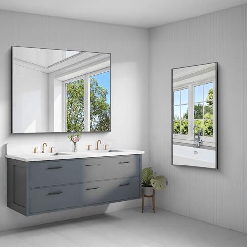 40x48 inch Large Black Bathroom Mirror, Rectangle Mirror - Image 6