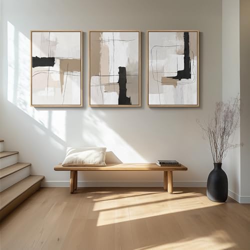 Large Framed Neutral Abstract Wall Art - Image 4