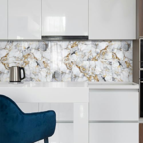 10 Sheets Marble Peel and Stick Backsplash Tile, Living Room - Image 6