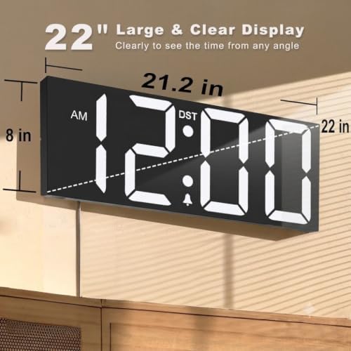 JALL 22" Large Digital Wall Clock - Image 3
