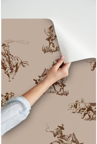 Spoonflower Western Cowboy Peel and Stick Wallpaper - Image 3