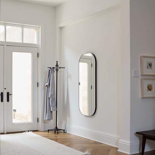 Long Oval Mirror Black Full Length Mirror 18"x47" Pill Shapd Wall Mirror - Image 2