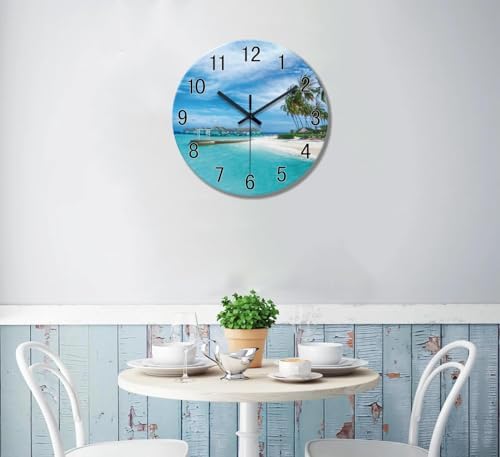 XFM Blue Beach Wall Clock 16 Inch Silent Coastal Nautical - Image 3