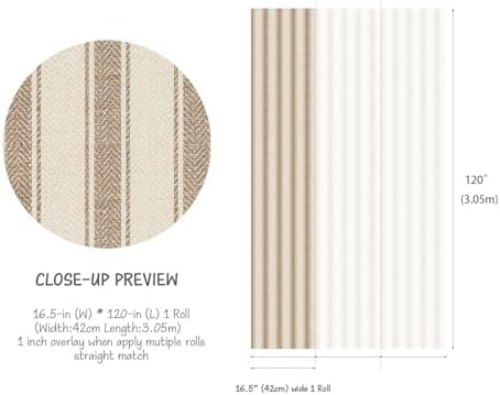 RollsRolla Neutral Beige Stripe Peel and Stick Fabric Canvas Wallpaper - Image 5