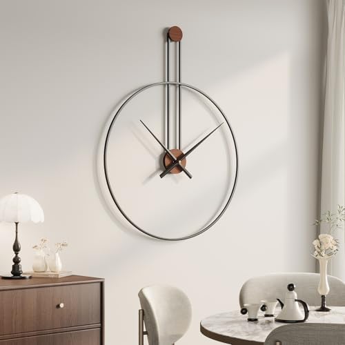 Cuspin 36 Inch Large Wall Clock, Modern Black Metal Clocks - Image 3