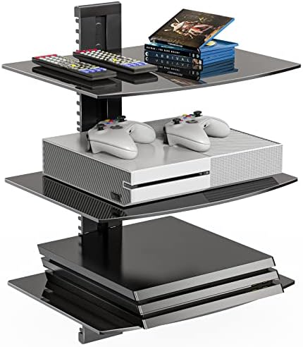 WALI 3 Tier Glass Floating TV Wall Shelf by WALI