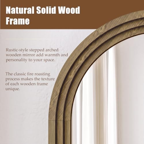 30"x71" Full Length Mirror Solid Wood Frame, Arched Floor Mirror Full Length - Image 2