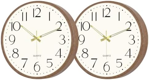 2 Pack 14 Inch Wall Clock, Silent Analog Clock Battery Operated by Comfytune