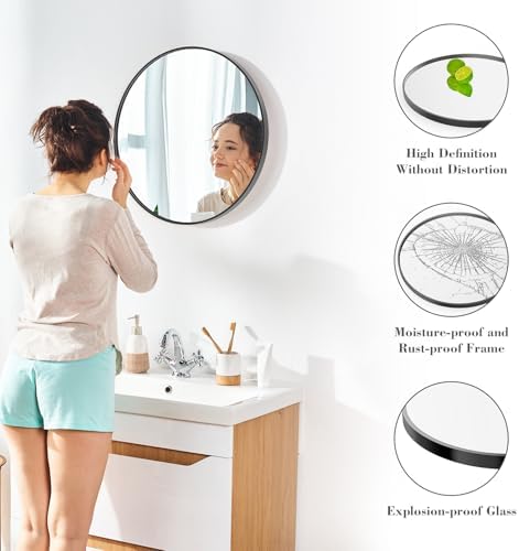 NEWBULIG 24 Inch Round Bathroom Mirror, Wall Mount Vanity Mirror - Image 3
