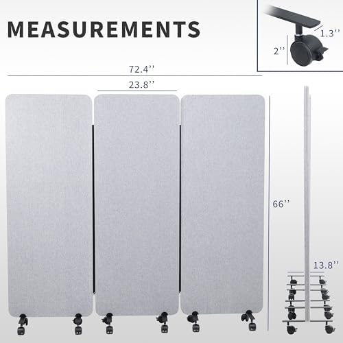 VIVO Freestanding 72 x 66 inch Privacy Panel, Mobile Cubicle Divider, x3 24 - Image 3