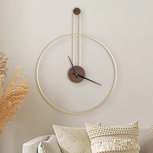 DRELIFAM Modern Wall Clock, Large 21.7''×28.7'', Walnut Dial, Silent by DRELIFAM