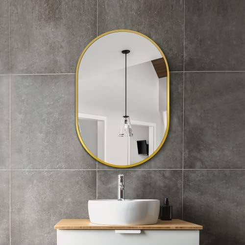 Delma 30x20 Gold Oval Bathroom Mirror - Image 2