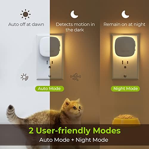 AUVON Plug-in LED Backlit Night Light 4 Packs, Motion & Dusk to Dawn Sensor - Image 3