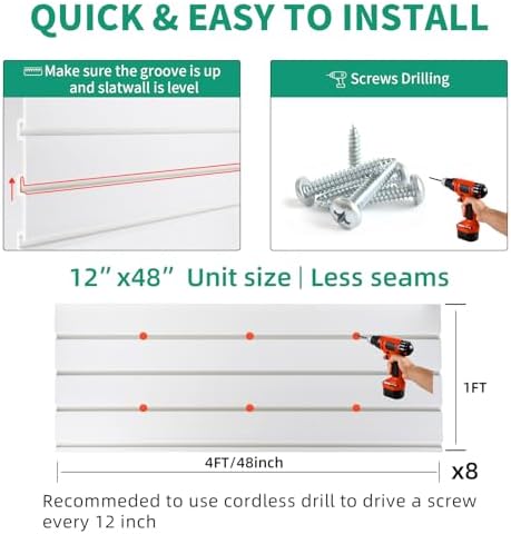 FRAYSCENT Slat Wall Paneling Garage Slat Wall Storage Systems Slatwall Panels - Image 3