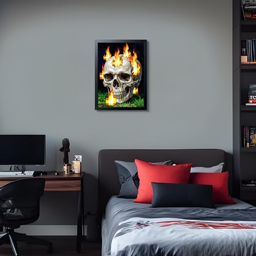 Burning Skull Wall Art, Gamer Style Wall Decor, - Image 7