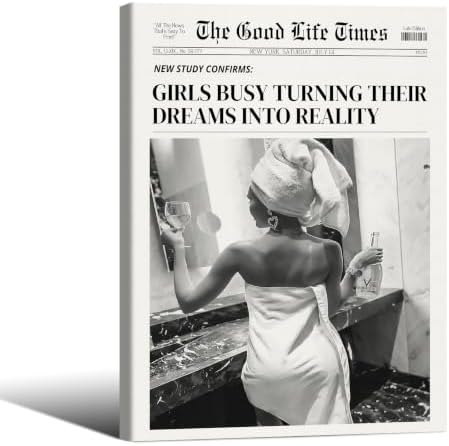 Fashion Black And White Newspaper Wall Art 16x20in Wooden Framed Retro Cocktail by Unknown
