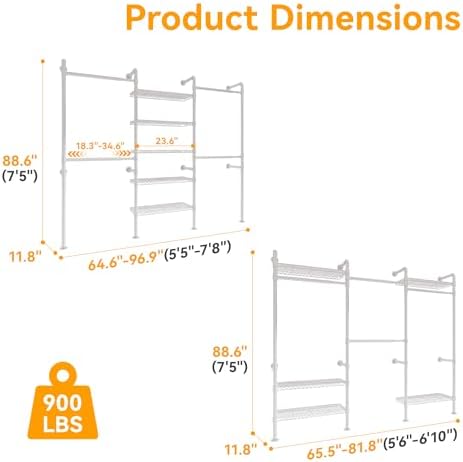 Higeego W3 Wall Mounted Clothes Rack, Industrial Pipe Clothing Rack - Image 5