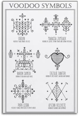 WBYMZWP Vintage Voodoo Symbols Poster Haitian Cultural Geometric Canvas Wall by Unknown