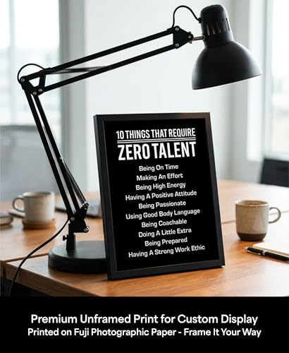 10 Things That Require Zero Talent Wall Art, Motivational Print - Image 2