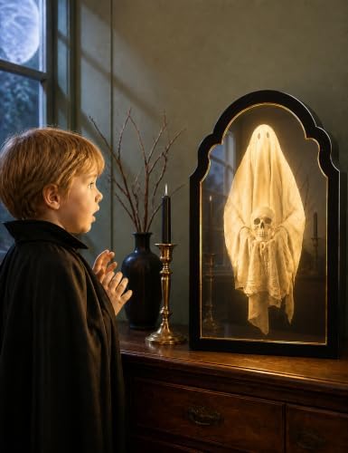 20" Haunted Ghost Mirror with LED Lights & Scary Voice Changer - Image 5