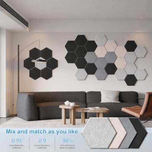 18 Pack Hexagon Acoustic Panels, Self-Adhesive Sound Deadening Panels, Sound - Image 6